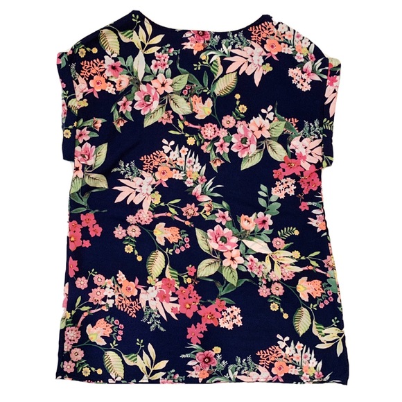 12PM By Mon Ami Navy Bright Floral Pattern Blouse - Picture 3 of 10